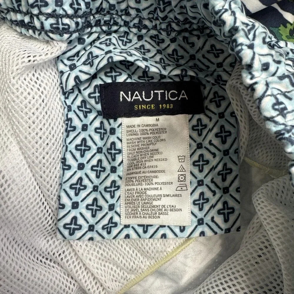 Nautica Swim Trunks Size M Multicolored Built In Brief Pockets Sailboat Print